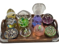 Collection of glass paperweights including Caithness, K Heaton, Murano, etc.