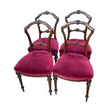 Set of four Victorian mahogany turned leg parlour chairs.