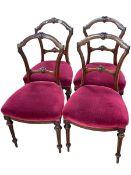 Set of four Victorian mahogany turned leg parlour chairs.