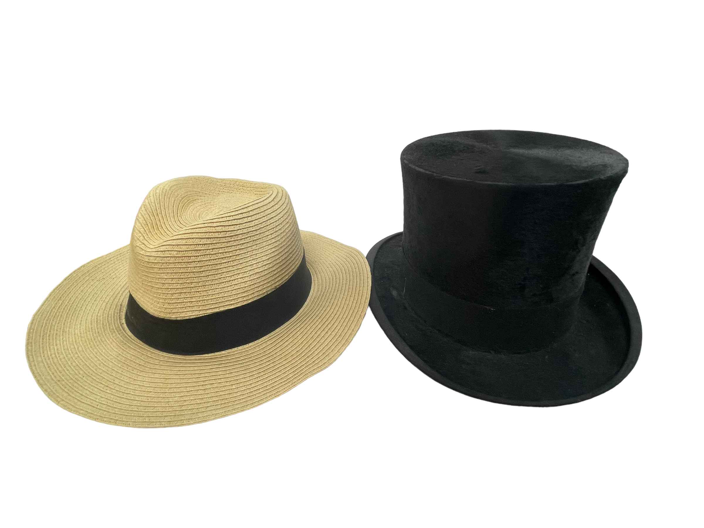Gentleman's top hat by Tho's Ibbotson London and Gentleman's Fedora.