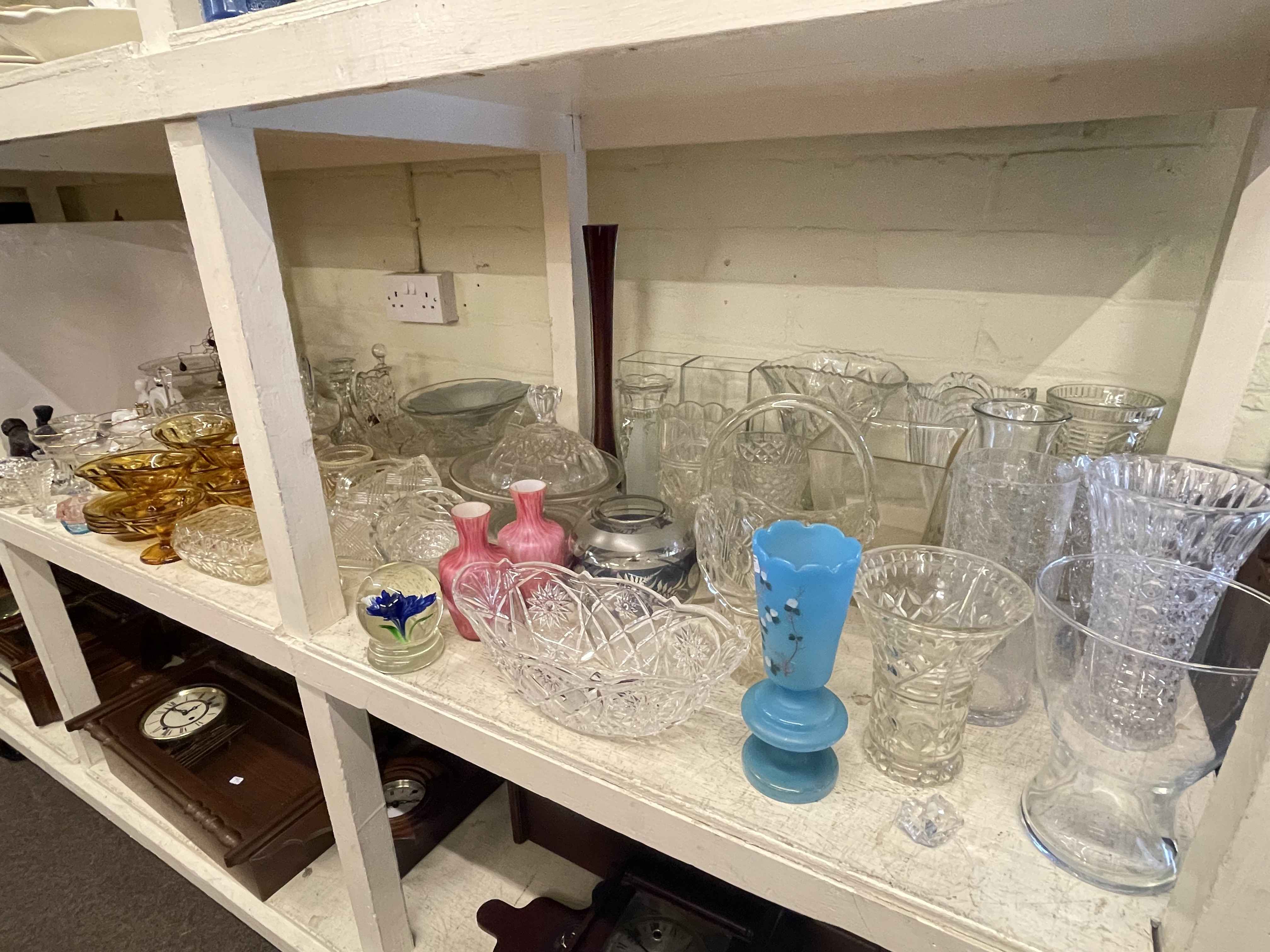 Large collection of glassware, pair of brass candlesticks, companion set, cutlery, mirror, - Image 2 of 3