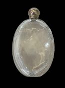 Hilliard & Thomason silver topped faceted glass hip flask, Birmingham 1890.
