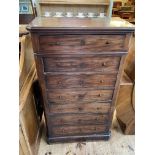 Victorian mahogany Biedermeier style chest of seven drawers with canted corners,