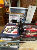 Collection of Formula 1 memorabilia including two model Ferrari's, Autobiographies and other books,
