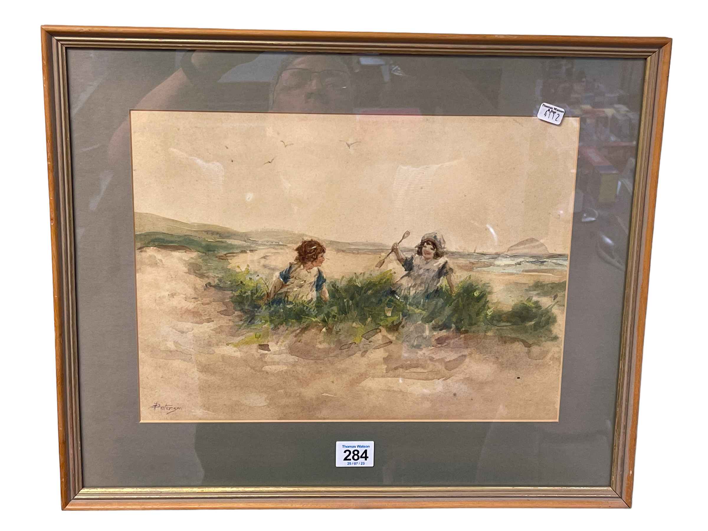James Paterson, Children Playing on a Beach, watercolour, signed lower left, 24.
