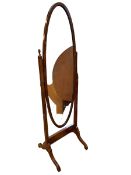 Early 20th Century oval mahogany cheval mirror, 159cm by 48cm.