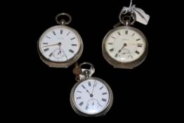 Two English hallmarked gents silver pocket watches and Argentan marked watch (3).