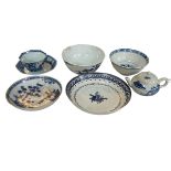Collection of Chinese blue and white ceramics including saucer dishes, bowls, etc.