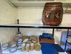 Oriental jewellery cabinet, Denby and Wedgwood tableware, Worcester cake plate,