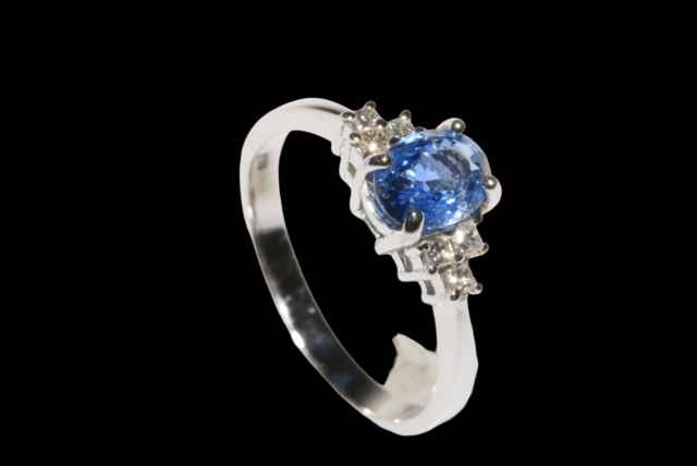 18 carat white gold, sapphire and diamond ring, sapphire weight approx 1.22 carats, diamond 0. - Image 2 of 2