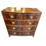 Victorian mahogany and line inlaid bow front chest of two short above three long graduated drawers