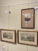 AB Layton, pair gilt framed maritime watercolours and framed print, F Robson, The Home Port (3).