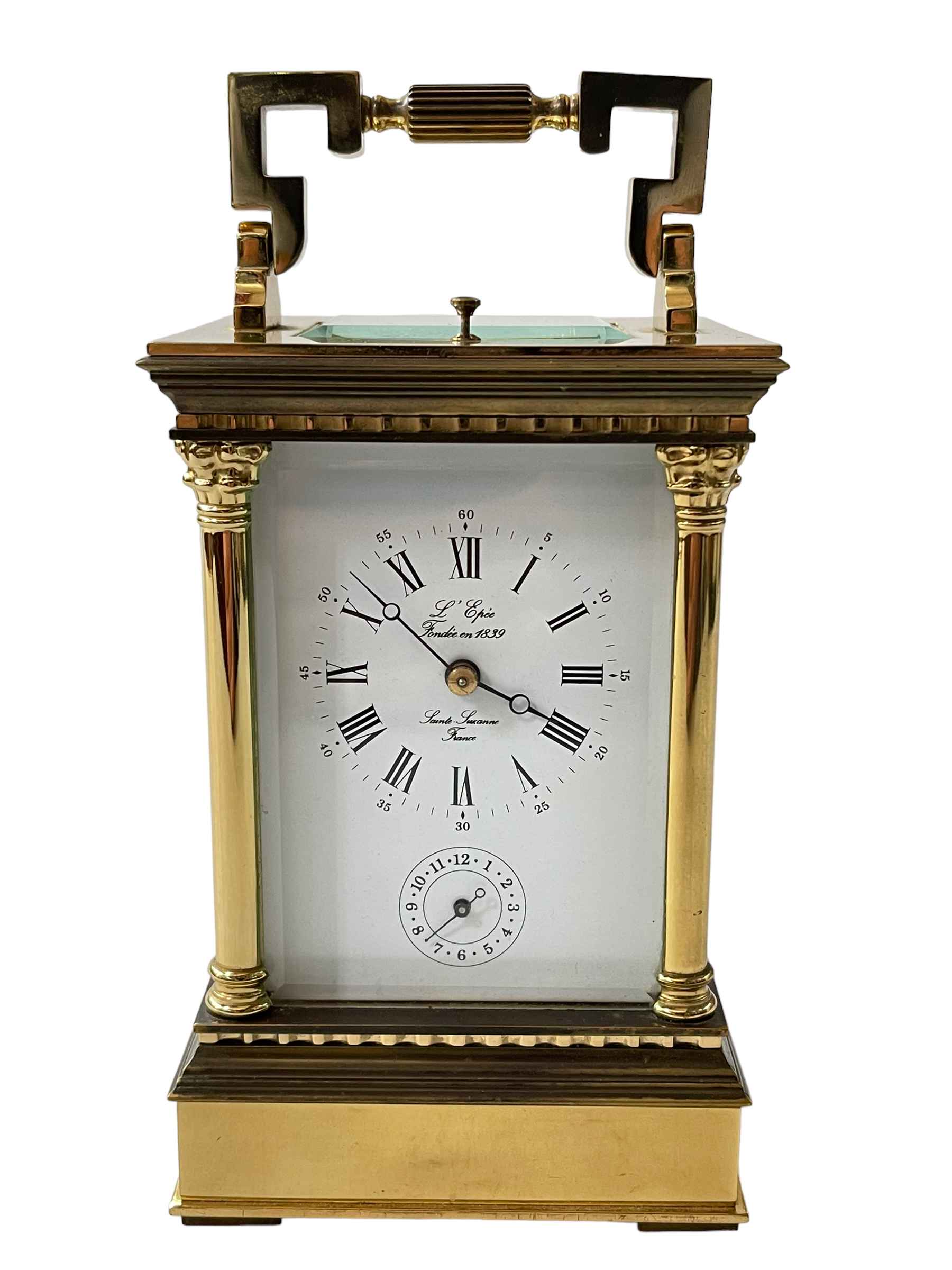 French gilt brass carriage clock.