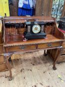 Mahogany Chippendale style Carlton House style desk, 105cm by 107cm by 60cm.