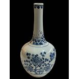 Large Chinese blue and white bottle vase decorated with birds and flora,