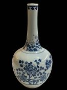 Large Chinese blue and white bottle vase decorated with birds and flora,