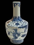 Blue and white ovoid vase decorated with figures in landscape with Quinlong mark to the base,