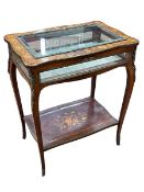 Victorian rosewood, floral inlaid and brass mounted bijouterie table, 76cm by 61cm by 41cm.