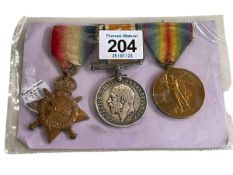 WWI Pip, Squeak and Wilfred medals, awarded to 11762 GNR. E. H. Gurd R.F.A. Pip medal is 'DVR E. H.