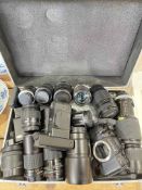 Contax 167mt camera and collection of lenses including Canon and Nikon in aluminium flight case.