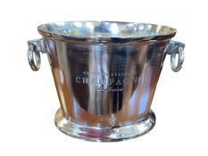 Twin handle oval ice bucket marked 'Cuvee de Prestige Champagne Du Louvois'