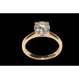 18 carat yellow gold diamond solitaire ring, diamond weight approx 1.60 carats, size M.