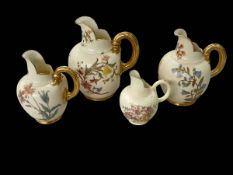 Four Worcester Blush Ivory flat back jugs.