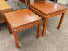 Two Oriental rosewood square section lamp tables, largest 56cm by 56cm by 56cm.