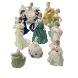 Tray of Royal Doulton, Coalport, Royal Worcester and two other figures (11).