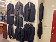 Collection of eight railway donkey jackets and coats.