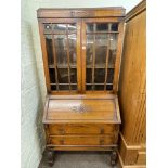 1920's/30's oak bureau bookcase 196cm by 91cm by 43cm.