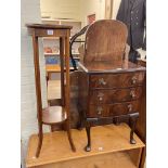 Mahogany three drawer pedestal chest on cabriole legs and Edwardian mahogany circular plant stand