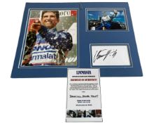 Damon Hill signed mount with certificate.