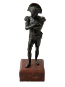 19th Century bronze of Napoleon on marble base, 24.5cm.