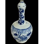 Chinese blue and white tulip vase decorated with figures in landscape, 27cm.