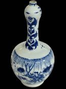 Chinese blue and white tulip vase decorated with figures in landscape, 27cm.