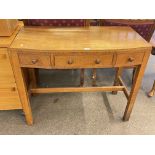 Early 20th Century oak three drawer console table, 74cm by 91cm by 46cm.
