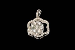 18 carat white gold and diamond cluster pendant, diamond weight approx 0.70 carats.