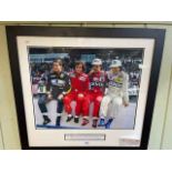 Signed Nigel Mansell photo of Ayrton Senna, Alain Prost,