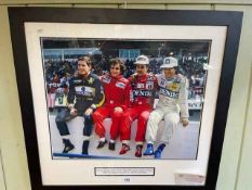 Signed Nigel Mansell photo of Ayrton Senna, Alain Prost,