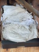 Fourteen Victorian women's bonnets, shawl and christening gown.