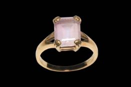 Amethyst and 9 carat gold ring, size N.