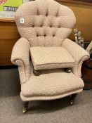 Barker & Stonehouse button backed occasional chair and footstool.