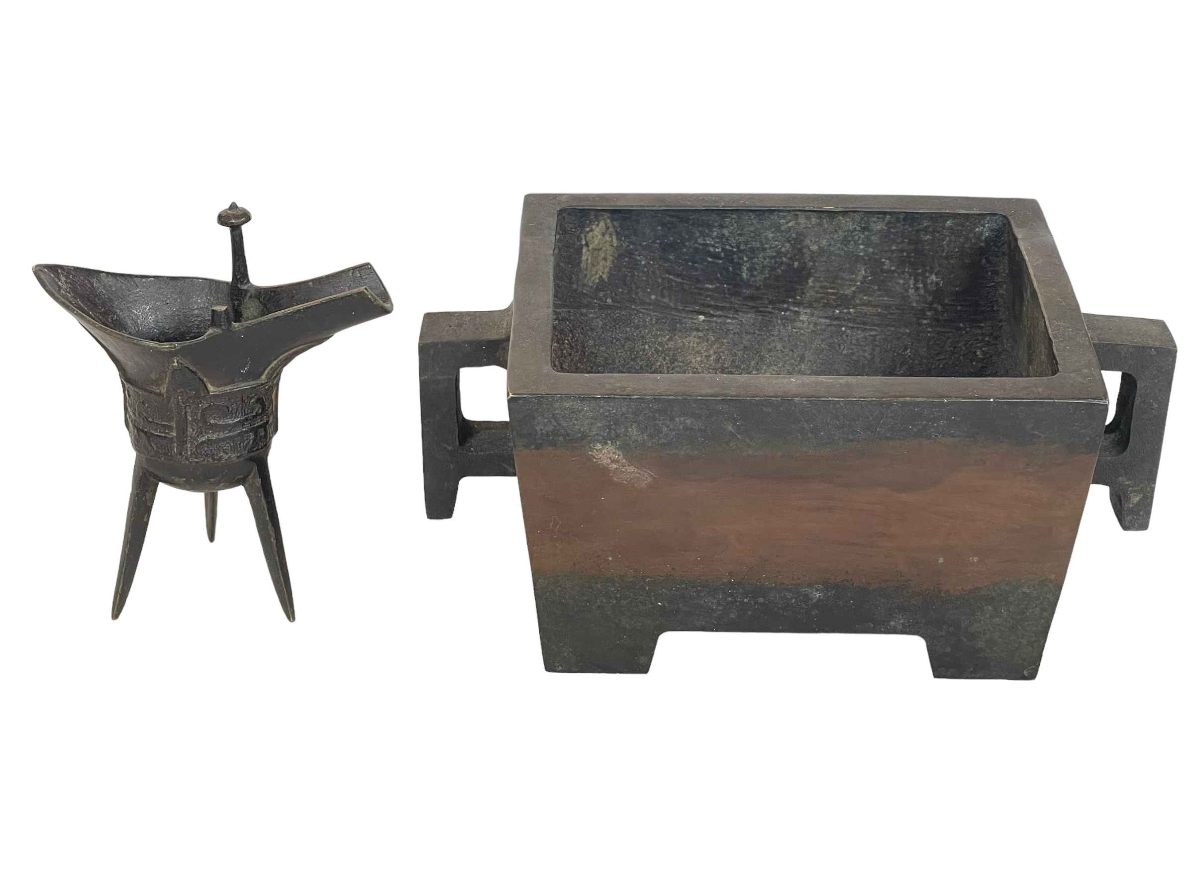 Two Chinese bronze censors.