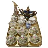 Foley Wileman Intarsio two handled vase, classical scene jug, Fenton coffee cans and saucers,