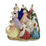 Eleven Royal Doulton ladies including June, Antoinette, The Ermine Coat, Alexandra, etc.