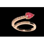 Ruby and diamond fancy half eternity ring set in 14 carat yellow gold, ruby weight approx 0.