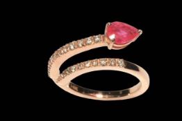 Ruby and diamond fancy half eternity ring set in 14 carat yellow gold, ruby weight approx 0.