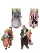 Four Royal Doulton figures, Darby HN1427 and Joan HN1422, Grandpa's Story HN3456,