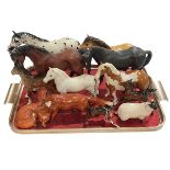 Beswick collection of nine horses, ponies and foals, two foxes and sheep (12).